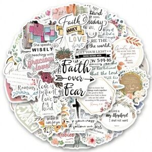 50 Pk. Christian Vinyl Stickers 2”